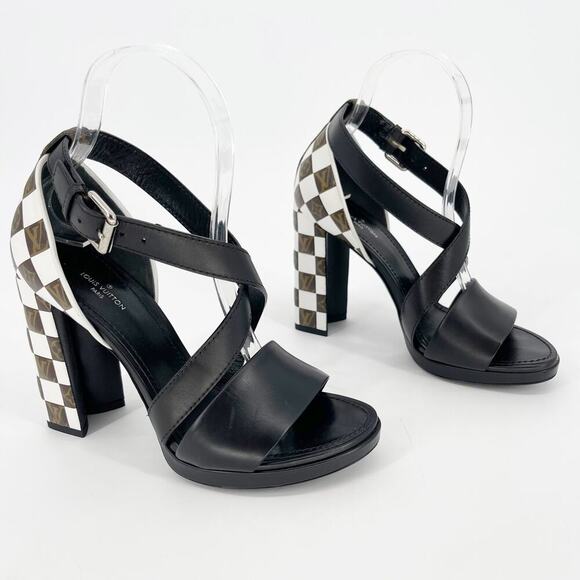 Louis Vuitton Black Monogram Damier Tressage Matchmake Cross Sandal size EU 37 - Picture 3 of 16